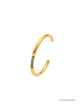 18K Gold Plated Minimalism Cuff Bangle Bracelet Adjustable Open Arm Cuff